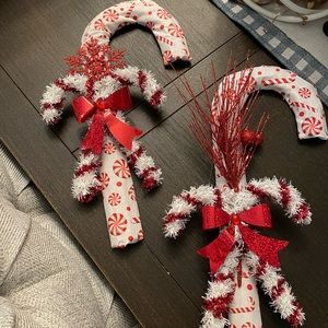 2 candy cane wreaths